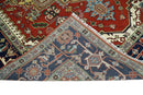 Hand Knotted Red, Ivory and Blue Traditional Heriz Multi size Wool Area Rug