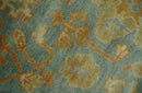 3x6 Runner Hand Knotted Blue, Beige and Rust Traditional Oushak Wool Area Rug | N338266