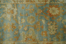 3x6 Runner Hand Knotted Blue, Beige and Rust Traditional Oushak Wool Area Rug | N338266
