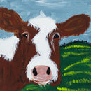 Tula The Brown & White Cow Canvas Painting | 8" x 8" | The Painted Attic