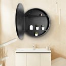 4.9 in. D x 30 in. W x 4 in. H Black Metal Round Framed Bathroom Surface Mount or Recess Medicine Cabinet with Mirror