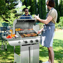 4-Burner BBQ Propane Gas Grill, 42,000 BTU Stainless Steel Barbecue Propane Grill with Side Burner G0141B