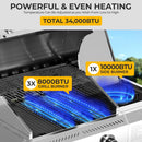 4-Burner BBQ Propane Gas Grill, 42,000 BTU Stainless Steel Barbecue Propane Grill with Side Burner G0141B
