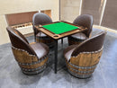 Wine Barrel Domino & Dining Set - 4 Barrel Chairs, Game Table, Dining Table, Wine Barrel Furniture