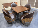 Wine Barrel Domino & Dining Set - 4 Barrel Chairs, Game Table, Dining Table, Wine Barrel Furniture