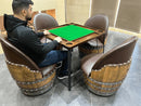 Wine Barrel Domino & Dining Set - 4 Barrel Chairs, Game Table, Dining Table, Wine Barrel Furniture