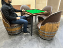 Wine Barrel Domino & Dining Set - 4 Barrel Chairs, Game Table, Dining Table, Wine Barrel Furniture