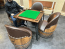 Wine Barrel Domino & Dining Set - 4 Barrel Chairs, Game Table, Dining Table, Wine Barrel Furniture