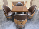 Wine Barrel Domino & Dining Set - 4 Barrel Chairs, Game Table, Dining Table, Wine Barrel Furniture