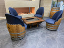 Wine Barrel Coffee Table Set with 4 Chairs - Rustic Whiskey Barrel Furniture Set - Handmade Solid Oak - Free Shipping