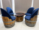 Wine Barrel Mid-Cut Coffee Table Set with 4 Chairs - Rustic Whiskey Barrel Furniture Set - Handmade Solid Oak - Free Shipping