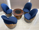 Wine Barrel Mid-Cut Coffee Table Set with 4 Chairs - Rustic Whiskey Barrel Furniture Set - Handmade Solid Oak - Free Shipping