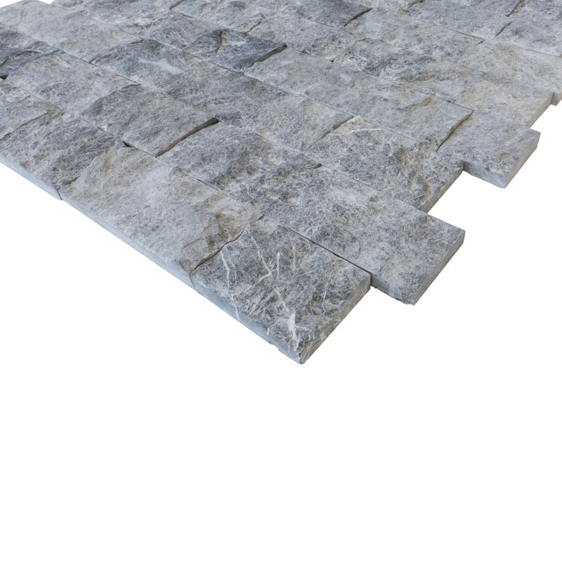 Silver Shadow 4"xFree Length Split-face Natural Marble Wall Tile - Belair Collection profile view