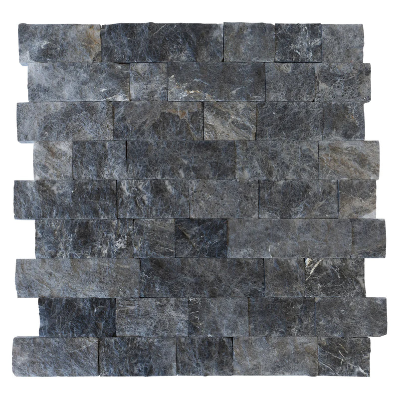 Silver Shadow 4"xFree Length Split-face Natural Marble Wall Tile - Belair Collection wet top view