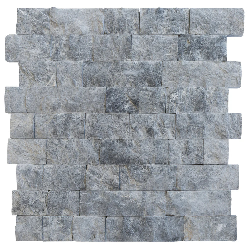 Silver Shadow 4"xFree Length Split-face Natural Marble Wall Tile - Belair Collection top view