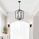 4 Light Adjustable Farmhouse Black Metal Chandelier Ceiling Fixture