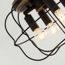4-Light Black/White Farmhouse Metal Cage Light