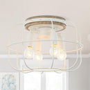 4-Light Black/White Farmhouse Metal Cage Light