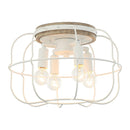 4-Light Black/White Farmhouse Metal Cage Light