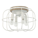 4-Light Black/White Farmhouse Metal Cage Light