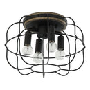 4-Light Black/White Farmhouse Metal Cage Light