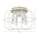 4-Light Black/White Farmhouse Metal Cage Light