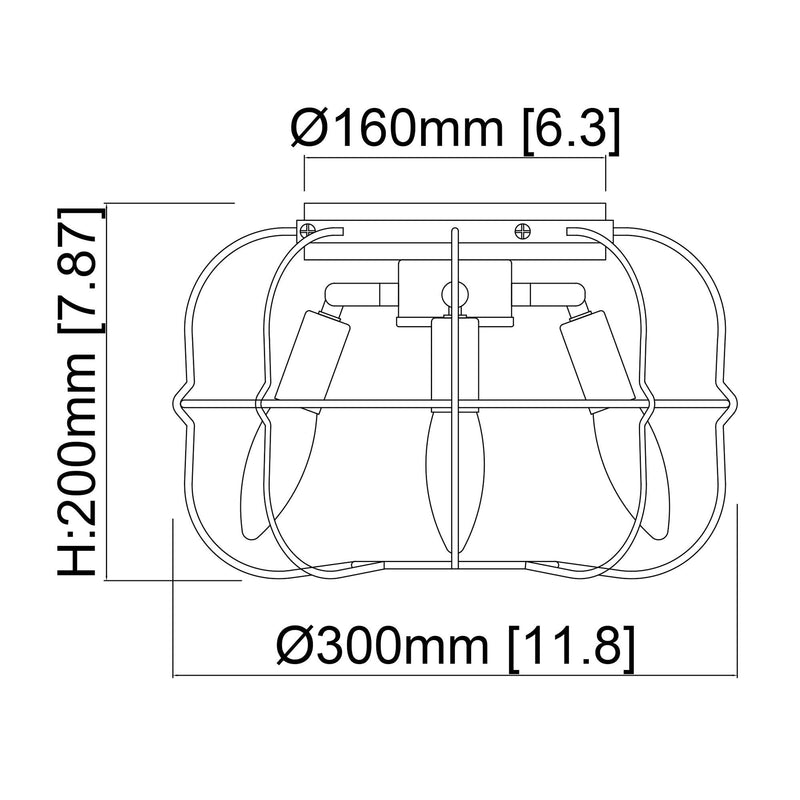 4-Light Black/White Farmhouse Metal Cage Light