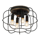4-Light Black/White Farmhouse Metal Cage Light