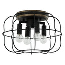 4-Light Black/White Farmhouse Metal Cage Light