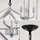 Matte Black and Silver Indoor Pendant Lights 4-Light Adjustable Chandelier