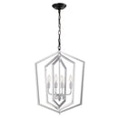 Matte Black and Silver Indoor Pendant Lights 4-Light Adjustable Chandelier