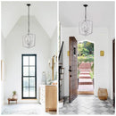 Matte Black and Silver Indoor Pendant Lights 4-Light Adjustable Chandelier