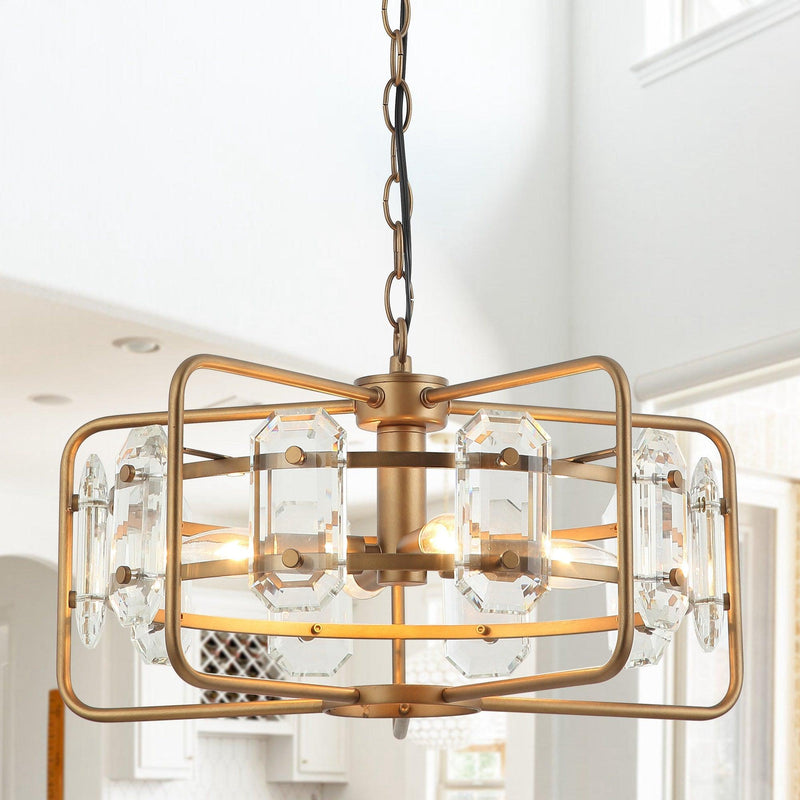 4-Light Golden or Black Modern Crystal Pendant Light