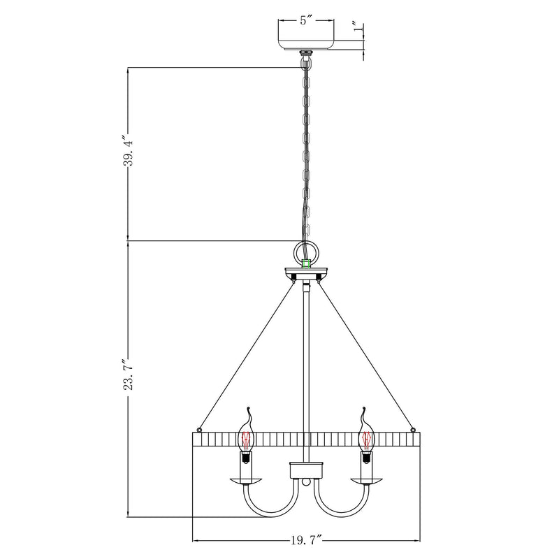 4-Light Iron Modern Pendant Lighting with Acrylic Lens