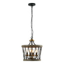 4-Light Wood Pendant Traditional Light
