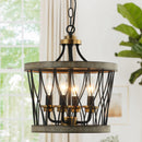 4-Light Wood Pendant Traditional Light