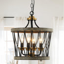 4-Light Wood Pendant Traditional Light
