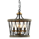 4-Light Wood Pendant Traditional Light
