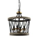 4-Light Wood Pendant Traditional Light