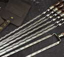 “Hunting Quiver" Camping Accessories BBQ Skewers Set  in a Leather Case, 9 items