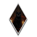 Diamond Shaped Art Black Cat with Candles Canvas Art Print, Gothic Halloween Familiar Decor, Dark Academia Victorian Witchcore Wall Art