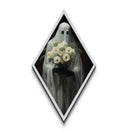 "Ghost with Flowers" Diamond Shaped Art Spirit Holding White Bouquet Canvas Art Print, Gothic Halloween Decor in Dark Academia Romantic Style