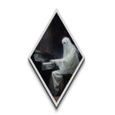 The Ghost Of The Piano Player, Framed Canvas Print, Spooky Gothic Victorian Halloween Wall Art, Diamond Shaped Art