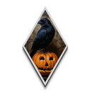 Macabre Crow Atop A Jack O Lantern, Canvas Textured Print, Halloween Decor, Raven Painting, Victorian Oil Painting Print, Macabre Horror Print