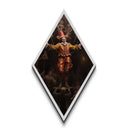 "The Hollow Ringleader" Diamond Shaped Art of Marionette Clown Canvas Embossed Print, Gothic Halloween Carnival Decor in Dark Circus Style