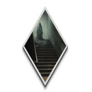 "The Waiting Cold" Haunted Stairwell Ghost Canvas Embossed Print, Diamond Shaped Art for Dark Academia Halloween or Gothic Paranormal Decor