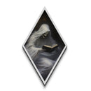 I hope the book isn't too scary! Ghost readin a spooky book, diamond shaped halloween wall art
