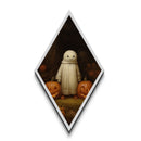Gothic pumpkin patch spirit in diamond shaped art, a Halloween Canvas Art Print ideal for dark academia or spooky autumn décor