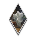 Victorian ghost in motion Canvas Art Print, featuring Diamond Shaped Art design for spooky season wall gallery Halloween home aesthetic