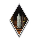 Antique staircase ghost Canvas Embossed Print with old manor vibes, eerie Halloween decor in signature Diamond Shaped Art presentation